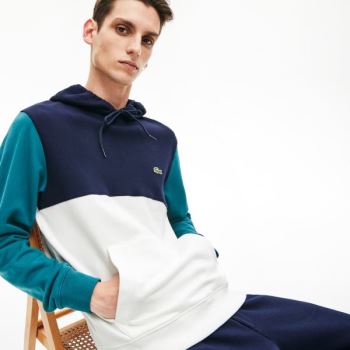 Lacoste Bomull-Piqué and French Terry Colorblock Sweatshirt Hvite Marineblå Blå Grønn | 5ezFK5Bm