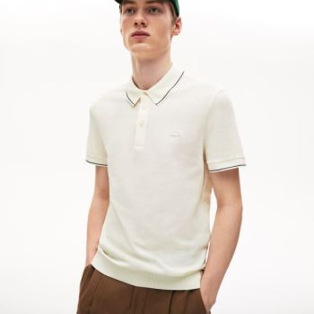 Lacoste Bomull-Silk Piqué Polo Shirt Hvite Svarte | qkJ2MBBd