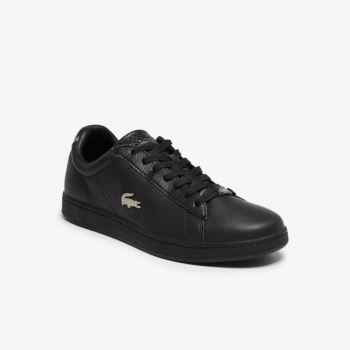 Lacoste Carnaby Evo Lær Platinum Detailing Sneakers Svarte | sythW2N7