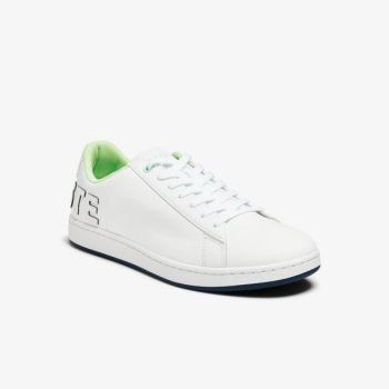 Lacoste Carnaby Evo Lær and Citrus Accent Sneakers Hvite Marineblå | SdubtEnz