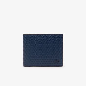 Lacoste Chantaco Piqué Lær 3 Card Wallet Marineblå | FqW9mE2T