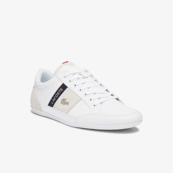 Lacoste Chaymon Lær and Semsket Skinn Sneakers Hvite Marineblå | w8EzQWdn