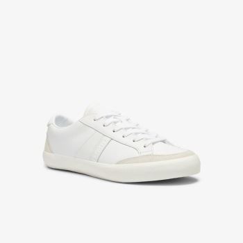 Lacoste Coupole Lær Textured Sneakers Hvite Grå | KXnv5qAl