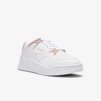 Lacoste Court Slam Lær Sneakers Hvite Rosa | ZakJnS4z