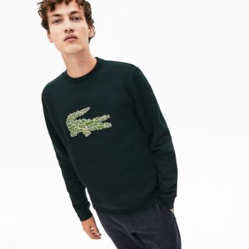 Lacoste Crewneck Croco Magic Logo Fleece Sweatshirt Grønn | rngNST0X