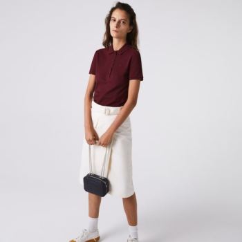 Lacoste Croco Crew Grained Lær Zip Shoulder Bag Marineblå | mCYIO51o