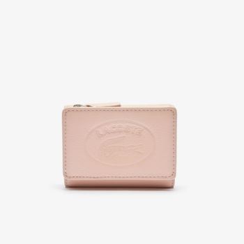 Lacoste Croco Crew Grained Lær Zip Wallet Rosa | 6lnTjemu