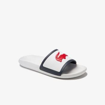 Lacoste Croco Rubber Reima Syntetisk Slides Hvite Beige | 5l7s3woq