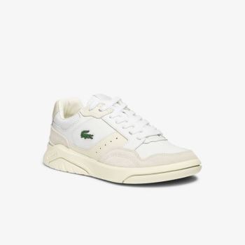 Lacoste Game Advance Luxe Lær and Semsket Skinn Sneakers Hvite Grå | qP2Wpl9b