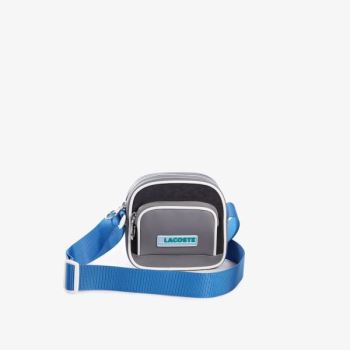 Lacoste LCST Badge Colorblock Zip Shoulder Bag Grå Blå | Nz7csuIu