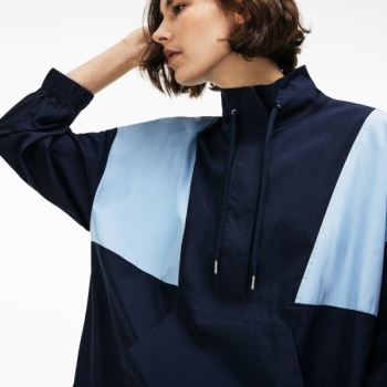 Lacoste LIVE Colorblock Bomull Poplin Sweatshirt Kjoler Blå Lyse Blå | uLBPZaEc