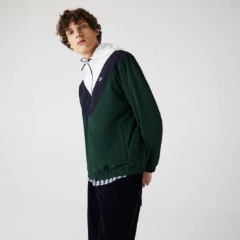 Lacoste Lette Colorblock Hette Jacket Grønn Marineblå Blå Hvite | AuqLcdMW