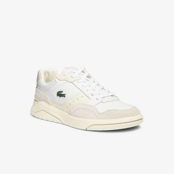 Lacoste Men’s Game Advance Luxe Lær and Semsket Skinn Sneakers Hvite Grå | tHFVqLIL