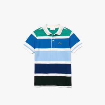 Lacoste Multicolor Striped Bomull Piqué Polo Hvite Blå Grønn | KBaWSQB8