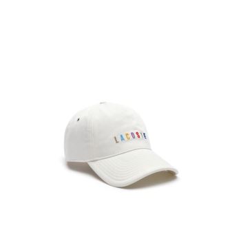 Lacoste Multicolored Logo Bomull Cap Hvite | 5RM4iCta