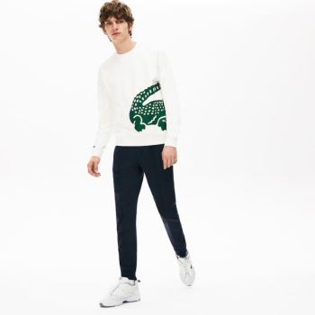 Lacoste Pleated Bomull-Silk Track Pants Marineblå Blå Khaki Grønn | T42sd2ZT