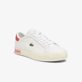 Lacoste Powercourt Lær Sneakers Hvite Rosa | aBNKKij2