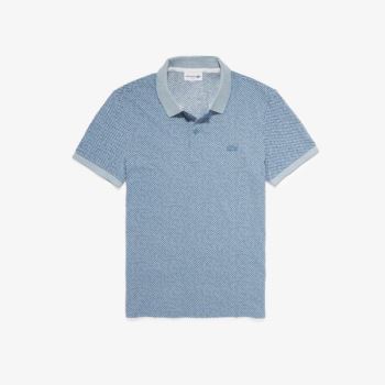 Lacoste Printed Slim Fit Bomull Piqué Polo Hvite Blå | 0FmdVTE1