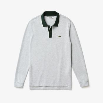 Lacoste Regular Fit Bomull Piqué Polo Shirt Grå Hvite Grønn | gV0xmnZB