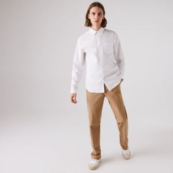 Lacoste Regular Fit Bomull Poplin Shirt Hvite | Leg3Odz7