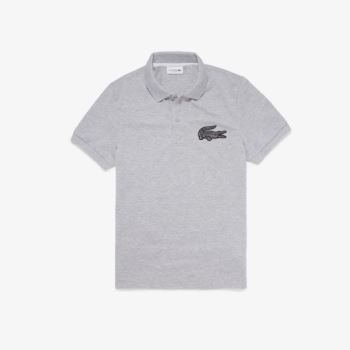 Lacoste Regular Fit Crocodile Badge Bomull Piqué Polo Shirt Hvite Rød | LbMM2CFM