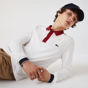 Lacoste Regular Fit Made in France Polo Shirt Hvite Mørke Rød Marineblå Blå | r775JBd0