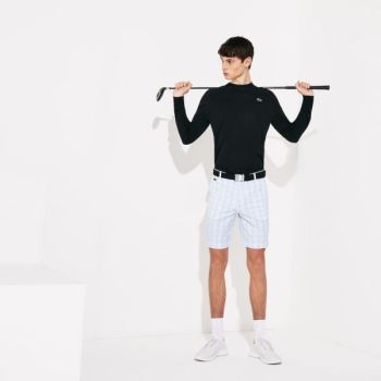 Lacoste SPORT Checked Stretch Golf Bermudas Hvite Marineblå Blå Lyse Grå Turkis | DV2YsnzA