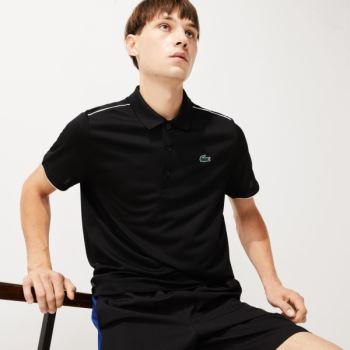 Lacoste SPORT Contrast Piping Pustende Piqué Polo Shirt Svarte Hvite | G46DooXh