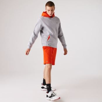 Lacoste SPORT Hette Contrast Fleece Sweatshirt Grå Rød | NhtHT4pe