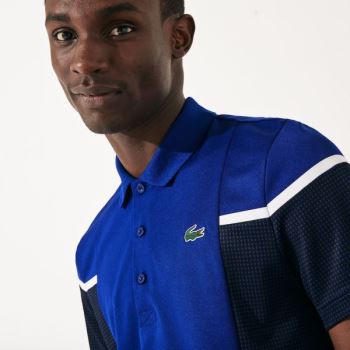 Lacoste SPORT Mesh Panel Pustende Tennis Polo Shirt Blå Svarte Hvite | 02yshDLw