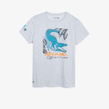 Lacoste SPORT Miami Open Crocodile Print T-shirt Grå | sF8a80HJ