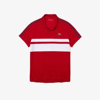 Lacoste SPORT Pustende Piqué Tennis Polo Shirt Rød Hvite Marineblå Blå | 7Q1jRJeP