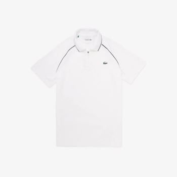 Lacoste SPORT Pustende Zippered Golf Polo Shirt Hvite Marineblå Blå | DeLKeVZG