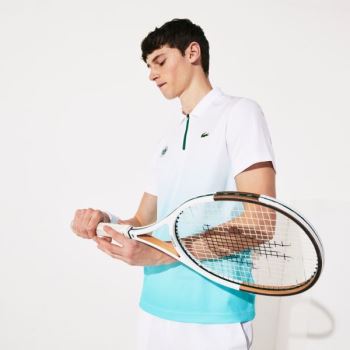 Lacoste SPORT Roland Garros Zip-Front Performance Polo Shirt Hvite Turkis Grønn | KkCCHJdq