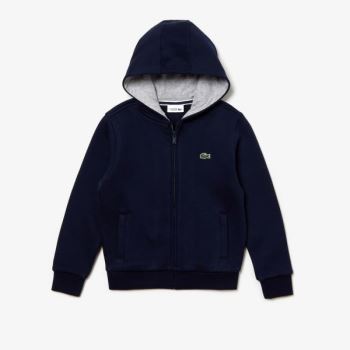 Lacoste SPORT Tennis Zippered Fleece Sweatshirt Marineblå Blå Grå | YdPnRB9F