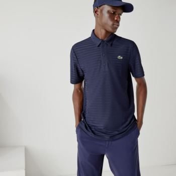 Lacoste SPORT Textured Pustende Golf Polo Shirt Marineblå Blå | NPebV1Px