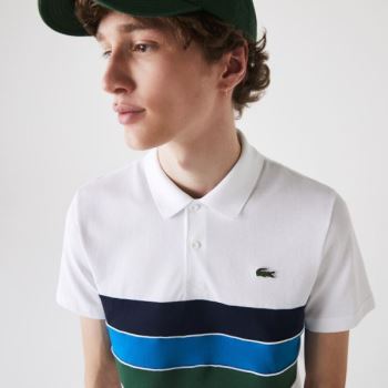 Lacoste SPORT Tricolor Paneled Lette Bomull Polo Shirt Hvite Grønn Blå Marineblå Blå Hvite | 231sIiH3