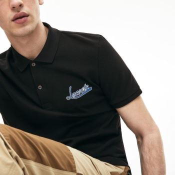 Lacoste Signature Bomull Polo Svarte | M0yBJ3Ds