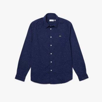 Lacoste Slim Fit Bomull Chambray Shirt Blå Hvite | oI0ufnly