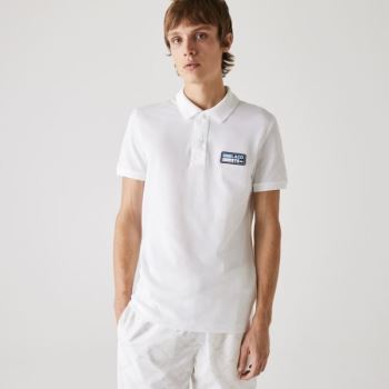 Lacoste Slim Fit Solid Bomull Piqué Polo With Badge Hvite | QcEMNUpT