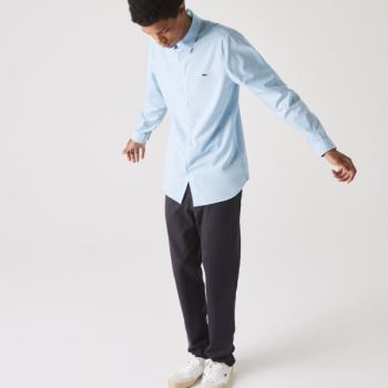 Lacoste Slim Fit Stretch Bomull Poplin Shirt Blå | o0754761