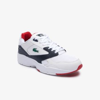 Lacoste Storm 96 LO Mesh and Lær rubber crocodile Sneakers Hvite Marineblå | Pr9iZeV5