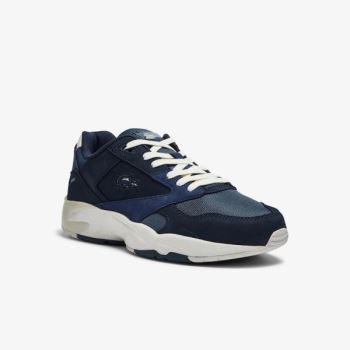 Lacoste Storm 96 Lo Nubuck Lær Sneakers Marineblå | yXW5hTW2