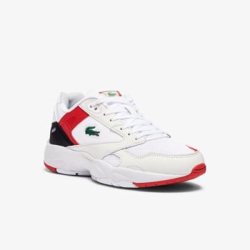 Lacoste Storm 96 Lo Syntetisk and Lær Sneakers Hvite Rød | nylmLXDW