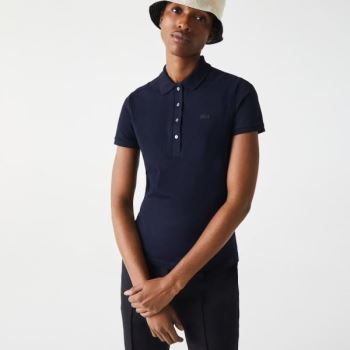 Lacoste Stretch Bomull Piqué Polo Shirt Marineblå Blå | 87x1Wmj4