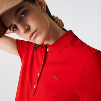 Lacoste Stretch Bomull Piqué Polo Shirt Rød | kGUzQ5E6