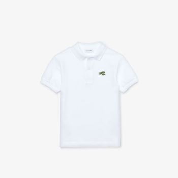 Lacoste Stylized Logo Bomull Petit Piqué Polo Hvite | Yfy0Tppc