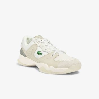 Lacoste T-Point Lær and Semsket Skinn Sneakers Beige | aEuqyZe9