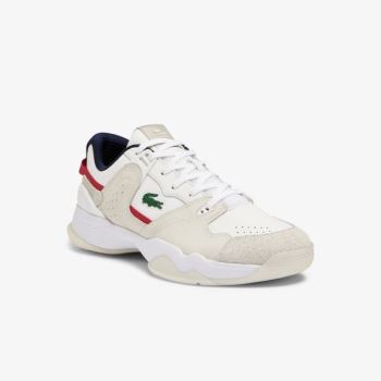 Lacoste T-Point Lær and Semsket Skinn Sneakers Hvite Beige | fjx2XRUp