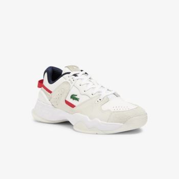 Lacoste T-Point Nubuck Lær Sneakers Hvite Beige | c99ppxVQ